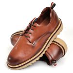 Sapato Casual Masculino Derby Tratorado Premium Couro Nobre Marrom