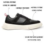 Tênis Casual Sneaker Masculino Confort Sola Quadrada Couro Preto