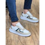 Tênis Casual Couro Sneaker Masculino em Couro Legítimo Branco