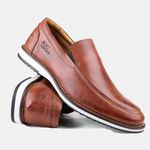 Sapato Casual Slip Brogue Premium Couro Confort Social 8003 B2C Castor