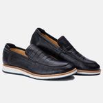 Sapato Loafer Elite Couro Premium Confort Croco 9002