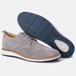 Derby Loafer Moderno Elite Couro Premium Camurça 9004 Cinza