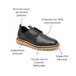 Sapato Casual Masculino Derby Tratorado Premium Couro Nobre Preto