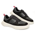 Tênis Casual Sneaker Masculino Confort Sola Quadrada Couro Preto