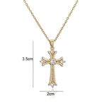 Colar Premium com Pingente de Cruz para Mulheres, Zircônia Cúbica de Cristal – Banhado Ouro 18 K – Acessórios Feminino para Pescoço – Presente Delicado e Elegante, Joias Fina na Moda para Festas