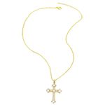 Colar Premium com Pingente de Cruz para Mulheres, Zircônia Cúbica de Cristal – Banhado Ouro 18 K – Acessórios Feminino para Pescoço – Presente Delicado e Elegante, Joias Fina na Moda para Festas