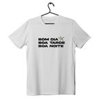 Camiseta Masculina Hubpodcast Bom dia Branca