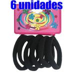 Kit 6 Elásticos Xuxinha Rabicó para Cabelo tipo Meia Neon. Confortável e não danifica o cabelo. Cor PRETA.