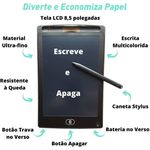 Lousa Mágica LCD Infantil de Desenhar e Tela Digital Tablet 8,5 Polegadas