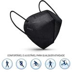 Kit Máscaras KN95 PRETA de Proteção Facial FFP2 N95 com 5 Camadas e Clip Nasal - 10 Unidades