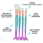 Pincéis para Maquiagem com Cabo em Formato de Cauda de Sereia - Kit com 4 Pincéis