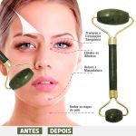 Rolo Pedra de Jade de Massagem Facial para Redução de Olheiras, Antirrugas e Estimulação de Colágeno com Efeito Lifting e Drenagem Linfática