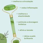 Rolo Pedra de Jade de Massagem Facial para Redução de Olheiras, Antirrugas e Estimulação de Colágeno com Efeito Lifting e Drenagem Linfática