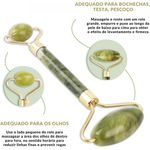 Rolo Pedra de Jade de Massagem Facial para Redução de Olheiras, Antirrugas e Estimulação de Colágeno com Efeito Lifting e Drenagem Linfática
