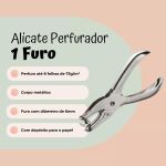 Alicate Vazador Furador de Papel de Metal - Furo Único - Papelaria e Escritórios