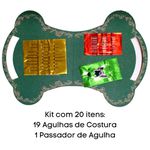 Kit de Agulhas Cestinho Basket em Cartela com 19 agulhas em tamanhos variados e 1 Passador de Linha