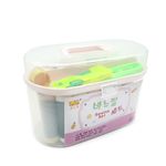 Kit de Costura com Caixa Plástica contendo Tesoura, Linhas, Fita Métrica, Agulhas, Botões e outros itens