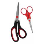 Kit de Tesouras para Costura, Papel e Escritório - 2 unidades (N° 7 e N° 5) – Vermelho e Preto
