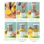 Espremedor de Frutas Portátil Elétrico Mini Juicer Suco Laranja Automático Processador Recarregável USB