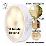 Lâmpada com Sensor de Presença LED Recarregável, Sem Fio, Ideal para Iluminação Noturna em Casa, Quarto, Escada, Guarda-Roupa, Banheiro e Corredor