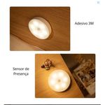 Lâmpada com Sensor de Presença LED Recarregável, Sem Fio, Ideal para Iluminação Noturna em Casa, Quarto, Escada, Guarda-Roupa, Banheiro e Corredor