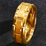 Anel Masculino em Aço Inoxidável banhado a Ouro – Joia Elegante e Versátil, Adequado para Uso Diário Casual ou Festas por Homens – 8mm - Tamanho 19 (Bra) / 8,5 (EUA) / Circunferência 59mm