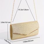 Bolsa Carteira Brilhante e Elegante para Mulheres - Fecho Magnético, Forro de Poliéster, com Aba e Corrente para Ombro, Bolsa Transversal Fashion para Ocasiões Especiais Casamentos e Festas de Noite