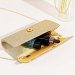 Bolsa Carteira Brilhante e Elegante para Mulheres - Fecho Magnético, Forro de Poliéster, com Aba e Corrente para Ombro, Bolsa Transversal Fashion para Ocasiões Especiais Casamentos e Festas de Noite