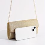 Bolsa Carteira Brilhante e Elegante para Mulheres - Fecho Magnético, Forro de Poliéster, com Aba e Corrente para Ombro, Bolsa Transversal Fashion para Ocasiões Especiais Casamentos e Festas de Noite
