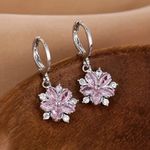 Brincos de Argola com Flores Brilhantes – Presente de Joias para Festa de Aniversário – Joia Elegante e Luxuosa para Uso Diário Casual ou Festas por Mulheres e Meninas