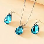 Conjunto de Colar e Brincos de Cristal Sintético em forma de Gota D'água – Presente elegante para festas e aniversários