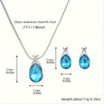 Conjunto de Colar e Brincos de Cristal Sintético em forma de Gota D'água – Presente elegante para festas e aniversários