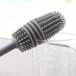Escova com Cabo Longo para Limpeza de Copos, Garrafas, Xícaras – Escova para Remoção de Manchas Sulcos Sem Cantos Mortos – Ferramenta de Limpeza Multifuncional para Cozinha – 33 cm de comprimento