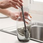 Escova com Cabo Longo para Limpeza de Copos, Garrafas, Xícaras – Escova para Remoção de Manchas Sulcos Sem Cantos Mortos – Ferramenta de Limpeza Multifuncional para Cozinha – 33 cm de comprimento