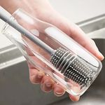 Escova com Cabo Longo para Limpeza de Copos, Garrafas, Xícaras – Escova para Remoção de Manchas Sulcos Sem Cantos Mortos – Ferramenta de Limpeza Multifuncional para Cozinha – 33 cm de comprimento