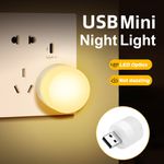 Luz Noturna mini USB Branco Quente para Leitura de Livros e Acampamento ao Ar Livre – Luz LED de Carregamento de Energia para Computador e Celular com Plugue USB