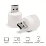 Luz Noturna mini USB Branco Quente para Leitura de Livros e Acampamento ao Ar Livre – Luz LED de Carregamento de Energia para Computador e Celular com Plugue USB