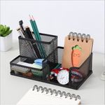 Porta Lápis + Porta Treco Organizador de Mesa de Escritório Kit caneta metal aramado