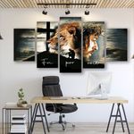 Quadro Decorativo Mosaico Leão de Juda Jesus Cristo Foi Por Você Religioso Novo