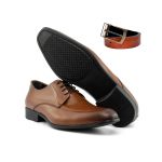 Kit Social Derby Denver Tamarindo e Cinto Dupla Face - Whisky e Preto