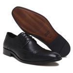 Sapatos Social Nobile em Couro Legítimo desenhado Preto Sola de Couro