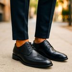 Sapatos Social Nobile em Couro Legítimo desenhado Preto Sola de Couro