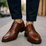 Sapatos Social Nobile em Couro Legítimo desenhado Whisky Sola de Couro