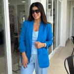 Blazer Feminino Manga Franzida - Azul Mar