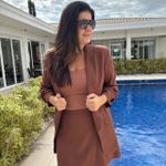 Blazer Feminino Manga Franzida - Marrom Escuro