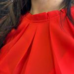 Blusa Feminina Crepe Pregas Gola - Tomate