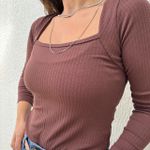 Blusa Feminina Canelada Decote Quadrado - Marrom