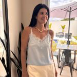 Blusa Feminina Renda Alça Fina - Azul