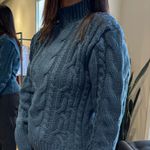 Blusa Feminina Trança Grossa Tricô - Azul Jeans