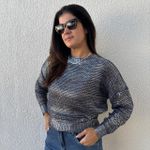 Blusa Feminina Morcego Foil - Prata Azulado